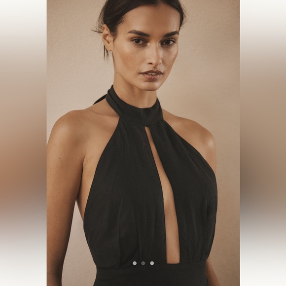 Anthropologie Mock-Neck Plunge Jumpsuit - Picture 2 of 4